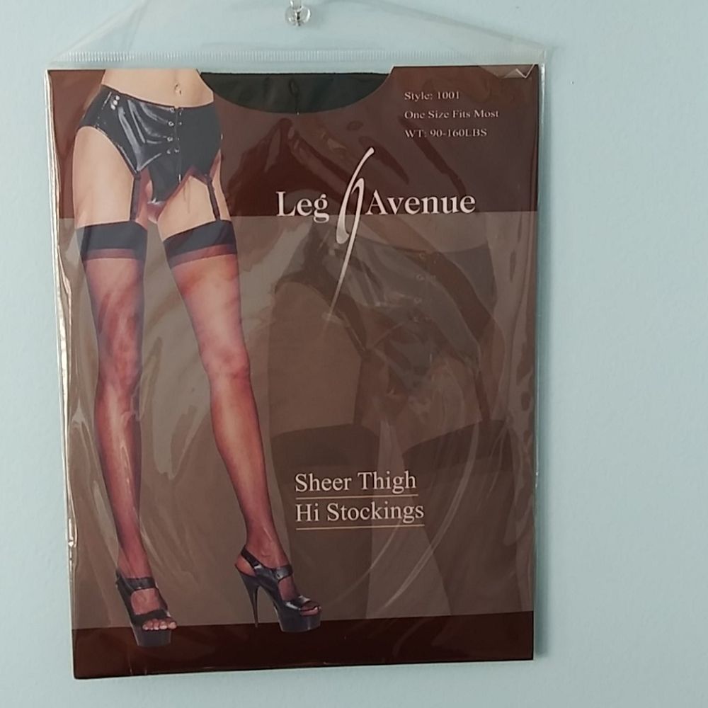 Black sheer thigh high stockings OS NWT